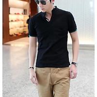 Men\'s Casual/Daily Simple Polo, Solid Shirt Collar Short Sleeve Cotton