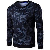 Men\'s Sports Sweatshirt Solid Round Neck Micro-elastic Cotton Long Sleeve