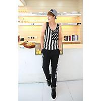 mens officecareer simple summer tank top striped round neck sleeveless ...