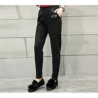 mens high rise micro elastic chinos pants simple loose solid