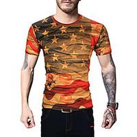 Men\'s Going out Casual/Daily Simple Active Summer T-shirt, Letter Round Neck Sleeveless Cotton Opaque