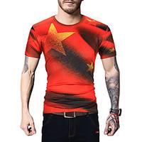 Men\'s Going out Casual/Daily Simple Active Summer T-shirt, Letter Round Neck Sleeveless Cotton Opaque