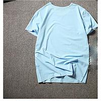 Men\'s Plus Size Going out Vintage Simple Summer T-shirt, Solid Round Neck Short Sleeve Cotton Medium
