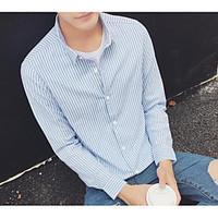 mens casualdaily simple summer shirt striped shirt collar long sleeve  ...