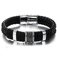 Men\'s Leather Bracelet Fashion Vintage Punk Hip-Hop Rock Stainless Steel Leather Casual Unqiue Cool Geometric Jewelry For Sport Outdoor Dailywear
