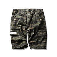 Men\'s Mid Rise Micro-elastic Shorts Pants, Simple Straight Camouflage