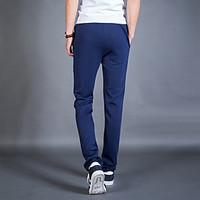 mens mid rise micro elastic chinos pants simple loose pure color solid