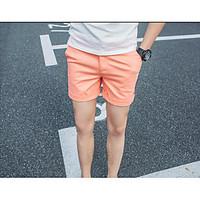 Men\'s Mid Rise Micro-elastic Chinos Shorts Pants, Street chic Slim Solid