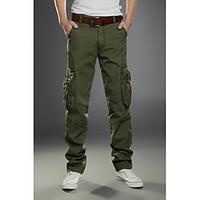 mens mid rise inelastic chinos pants simple loose solid