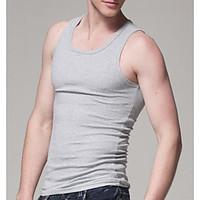 Men\'s Sports Holiday Simple Tank Top, Solid Round Neck Sleeveless Cotton