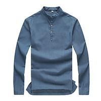 mens long sleeve polo linen casual plus sizes solid