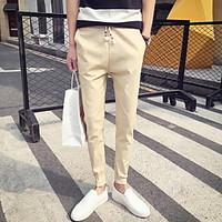 Men\'s Straight Chinos Pants, Casual/Daily Simple Solid Mid Rise Elasticity Polyester Micro-elastic Summer