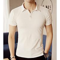 Men\'s Daily Casual Simple Summer Polo, Solid Shirt Collar Short Sleeve Brocade Thin