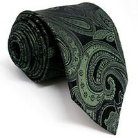 Mens Necktie Tie Blackish green Paisley 100% Silk New Business Fashion For Men