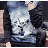 Men\'s Casual/Daily Sweatshirt Print Round Neck strenchy Polyester Long Sleeve