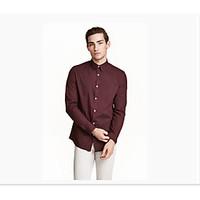 mens casualdaily simple fall shirt solid standing collar long sleeve c ...