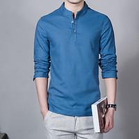 mens casualdaily vintage simple all seasons shirt solid stand length s ...