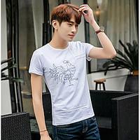 mens casualdaily simple t shirt animal print round neck short sleeve c ...