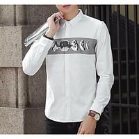 mens casualdaily simple shirt print shirt collar long sleeve cotton th ...