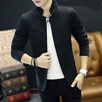 mens casualdaily simple spring fall blazer solid stand long sleeve reg ...