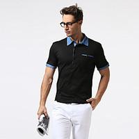 Men\'s Going out Casual/Daily Formal Simple Polo, Color Block Shirt Collar Short Sleeve White Black Cotton