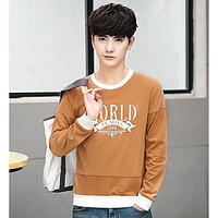 Men\'s Casual/Daily Sweatshirt Letter Round Neck Micro-elastic Cotton Long Sleeve Summer