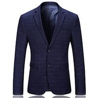Men\'s Work Simple Fall Blazer, Houndstooth Peaked Lapel Long Sleeve Regular Polyester