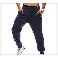 mens mid rise micro elastic sweatpants pants simple loose harem solid