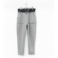 Men\'s Mid Rise Micro-elastic Chinos Sweatpants Pants, Simple Slim Harem Solid
