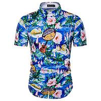 mens plus size beach holiday boho summer shirt print color block shirt ...