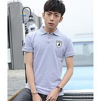 mens casualdaily simple t shirt solid shirt collar short sleeve polyes ...