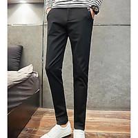 mens mid rise micro elastic chinos pants simple loose solid