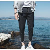 mens mid rise micro elastic chinos pants simple loose solid