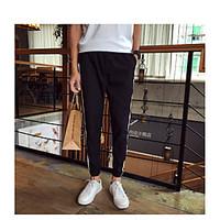 mens mid rise micro elastic chinos pants simple loose patchwork solid