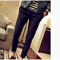 mens mid rise micro elastic chinos pants simple loose solid