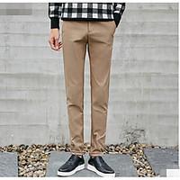 mens low rise micro elastic chinos pants simple loose solid