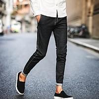 mens low rise micro elastic jeans pants simple loose solid