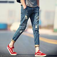 mens low rise inelastic jeans pants street chic slim solid