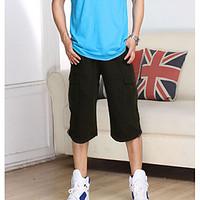 mens mid rise micro elastic chinos pants simple loose solid