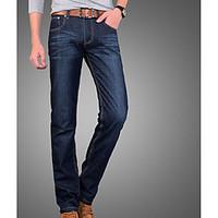 mens mid rise inelastic jeans pants simple harem solid