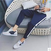 mens low rise micro elastic jeans pants simple loose solid