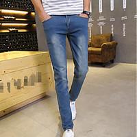 mens low rise micro elastic jeans pants simple loose solid