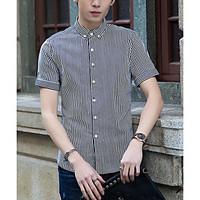 mens casualdaily simple summer shirt striped shirt collar short sleeve ...