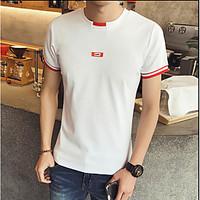 Men\'s Going out Casual/Daily Simple Active T-shirt, Solid Print Round Neck Short Sleeve Cotton