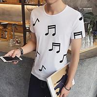 Men\'s Going out Casual/Daily Simple Active T-shirt, Solid Print Round Neck Short Sleeve Cotton