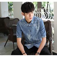 Men\'s Casual/Daily Simple Summer Shirt, Solid Shirt Collar Short Sleeve Cotton