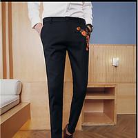 Men\'s Low Rise Micro-elastic Jeans Pants, Vintage Straight Sequins Solid