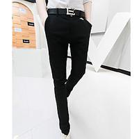 mens high rise micro elastic business pants simple slim solid