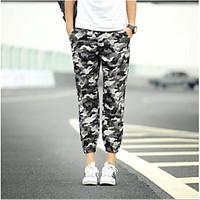 mens mid rise micro elastic chinos pants street chic harem camouflage