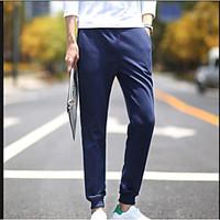 mens mid rise micro elastic chinos pants street chic simple slim solid